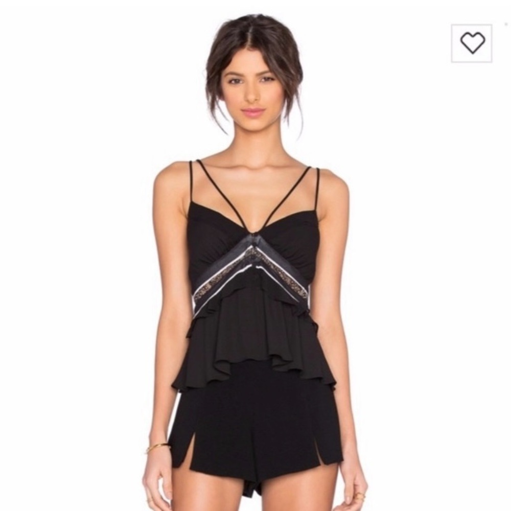NWT BCBGMAXAZRIA KENSEY SPAGHETTI STRAP CROPPED BLACK SHIRT SIZE S